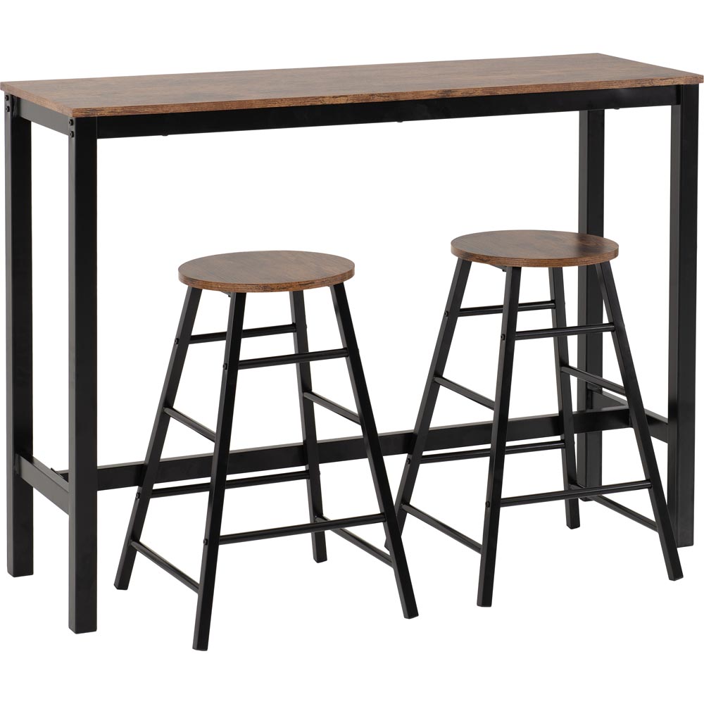 Seconique Athens Acacia Effect 2 Seater Bar Table and Chairs Set Image 2