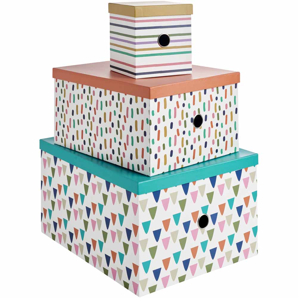 Wilko Woodland Storage Boxes 3pk Wilko