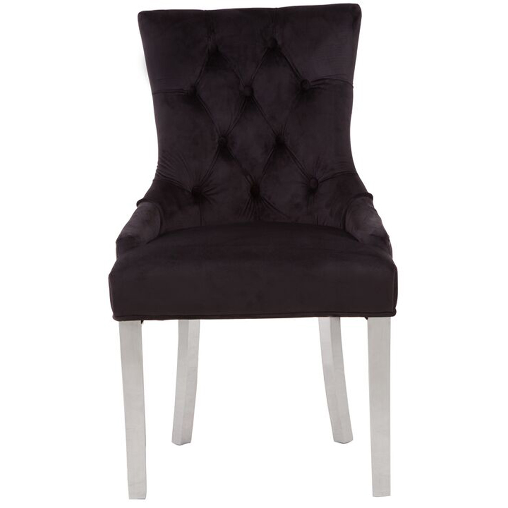Premier Housewares Richmond Black Velvet Dining Chair Image 2