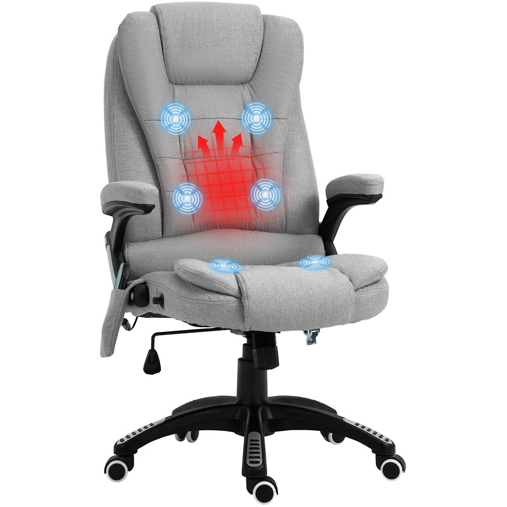 Portland Light Grey Linen Swivel Massage Recliner Office Chair Image 2