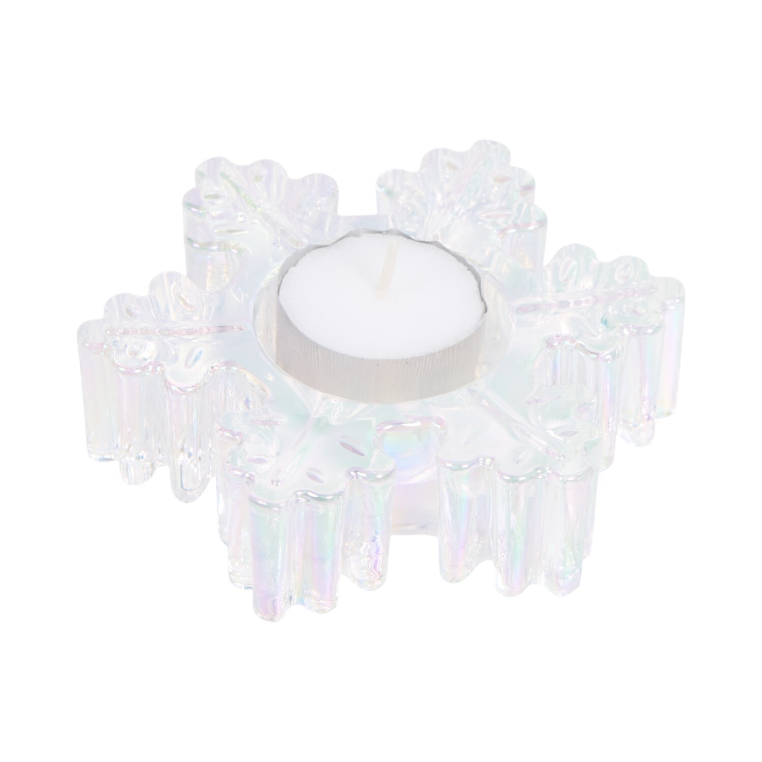Snowflake Glass Tealight Holder Clear Image 1