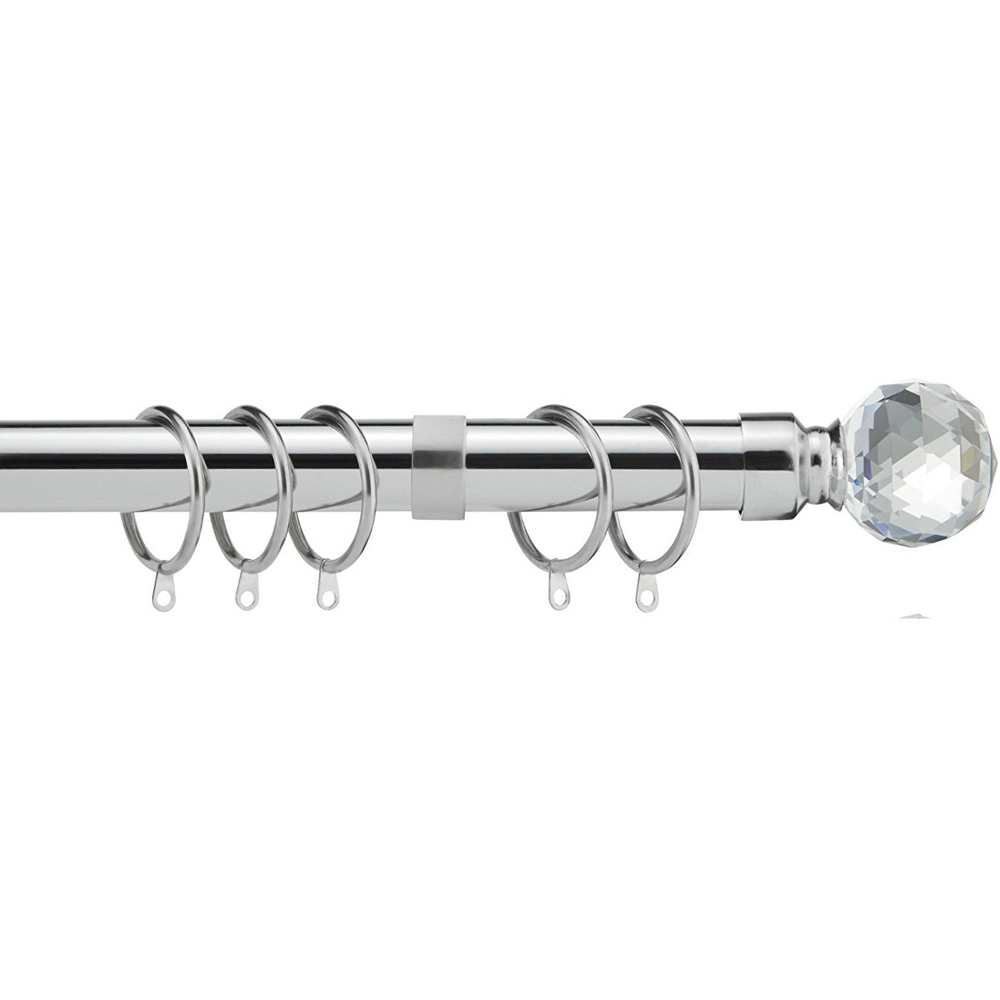 Home Treats 40 to 325cm Extendable Chrome Metal Crystal Curtain Pole Image 1