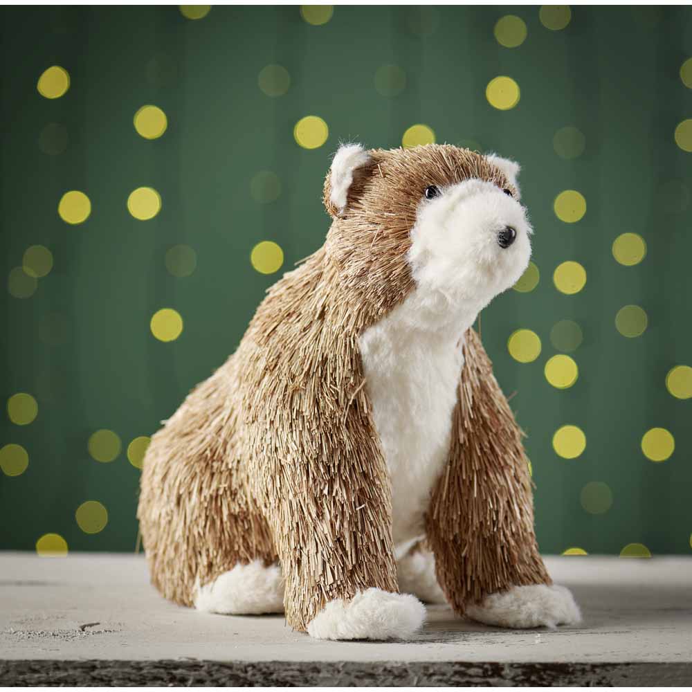 Wilko Midwinter Sitting Brush Bear Christmas Decoration Image