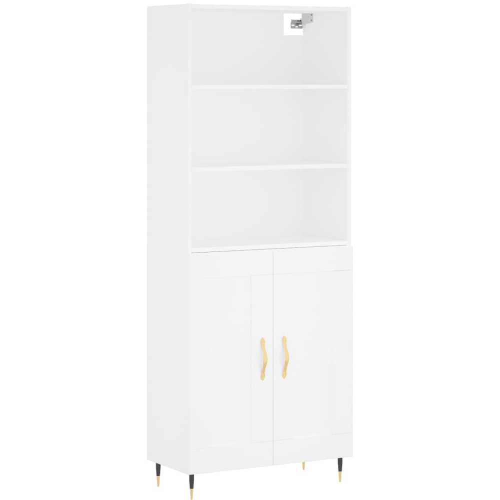 vidaXL 2 Door 3 Shelf White Highboard Image 3