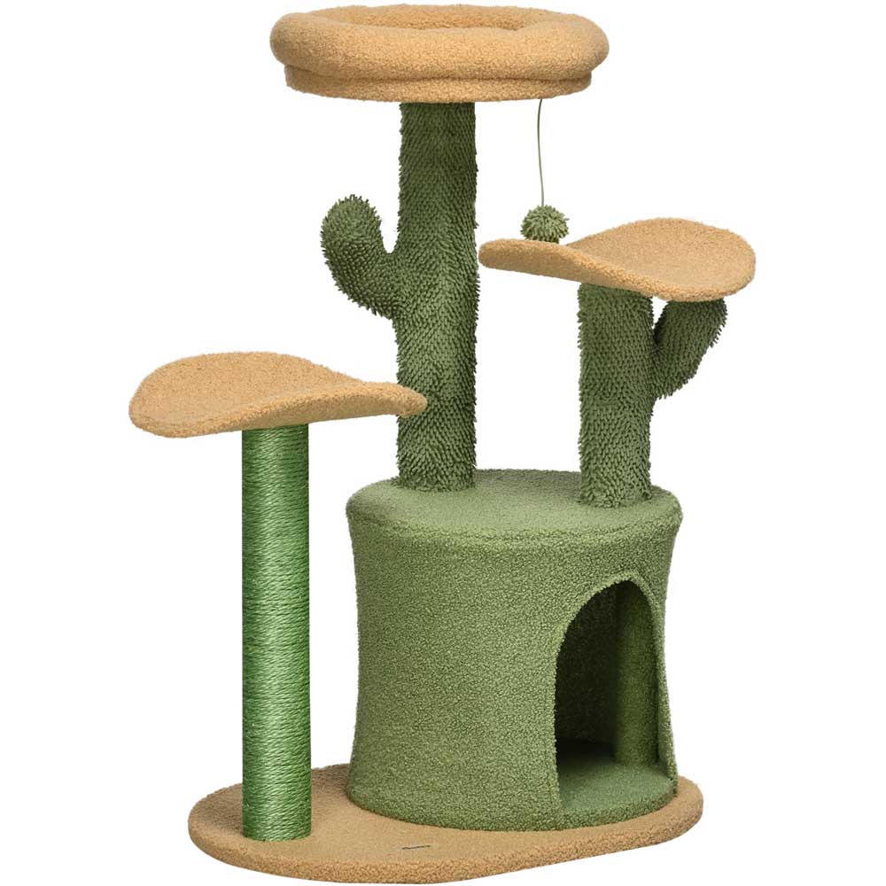 PawHut Green Multi Level Cat Tree with Scratching Post Image 1