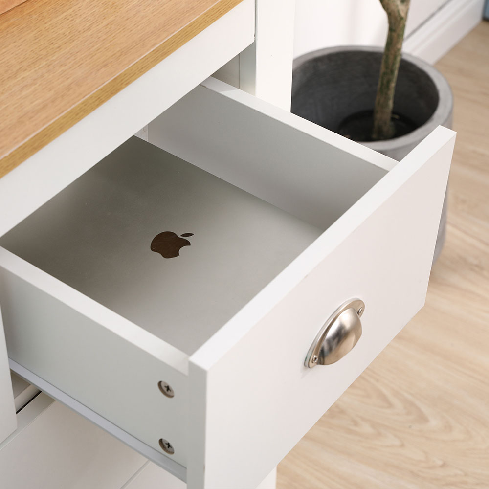 FurnitureHMD 4 Drawer White and Oak Effect Wooden Chest of Drawers Image 6