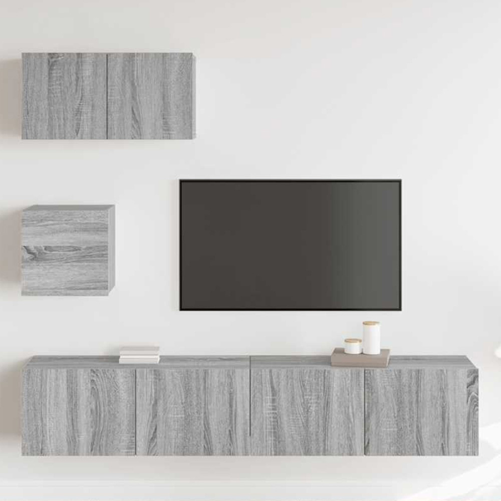 vidaXL 7 Door Grey Sonoma Wall Mounted TV Cabinet Image 1