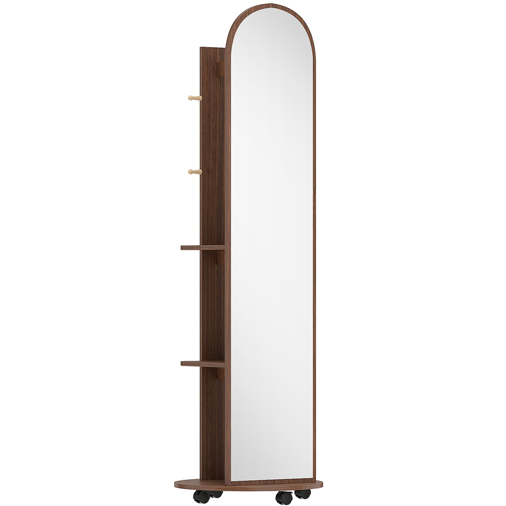 HOMCOM 2-in-1 Brown Full Length Mirror with Wheels Image 1