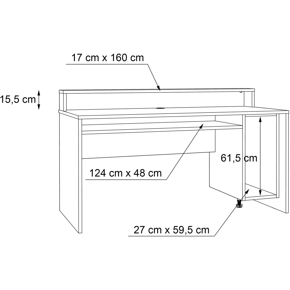 Florence Tezaur 2 Shelf Black and Orange LED Gaming Desk Image 9