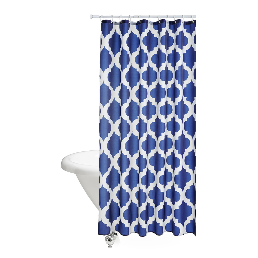 Wilko Fusion Blue and White Shower Curtain Image 3