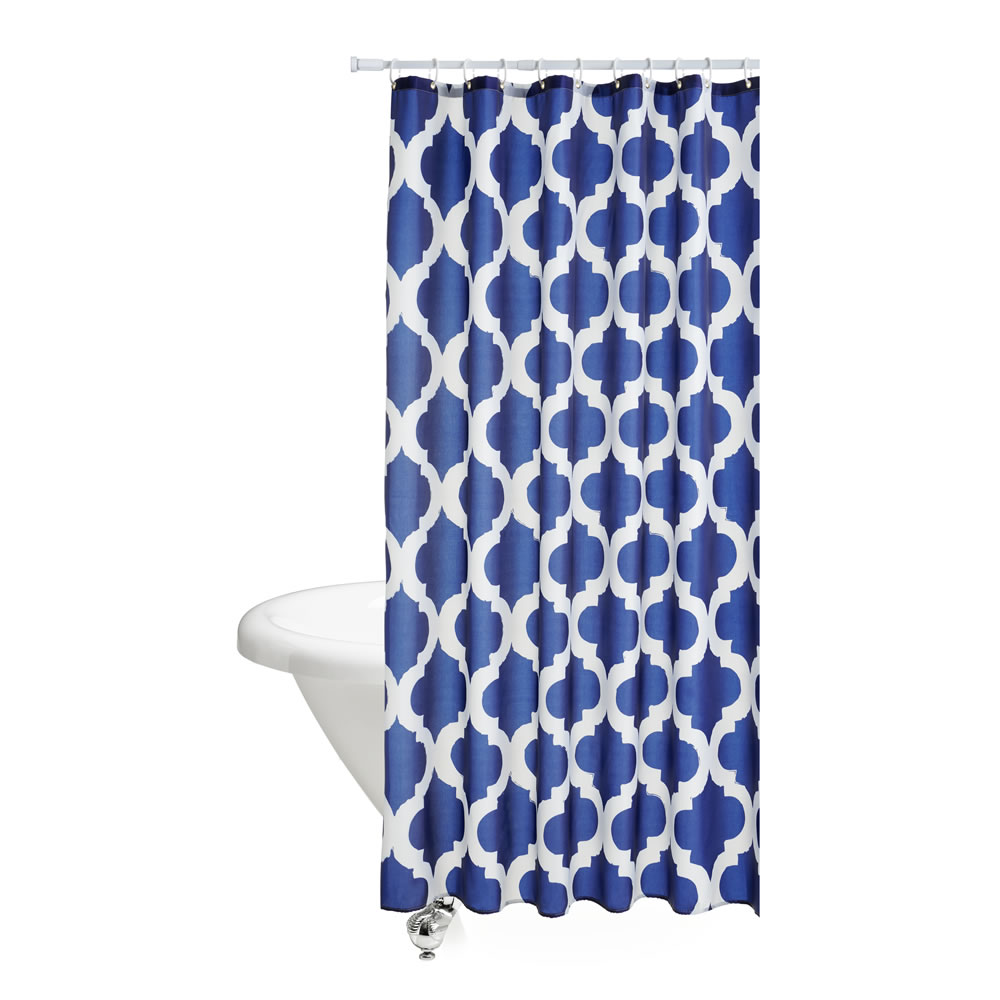 Wilko Fusion Blue and White Shower Curtain Wilko