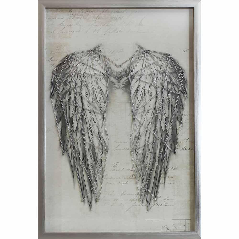 Arthouse Angel Wings Silver Metallic 62.4cm x 42.4cm x 3.7cm  - wilko