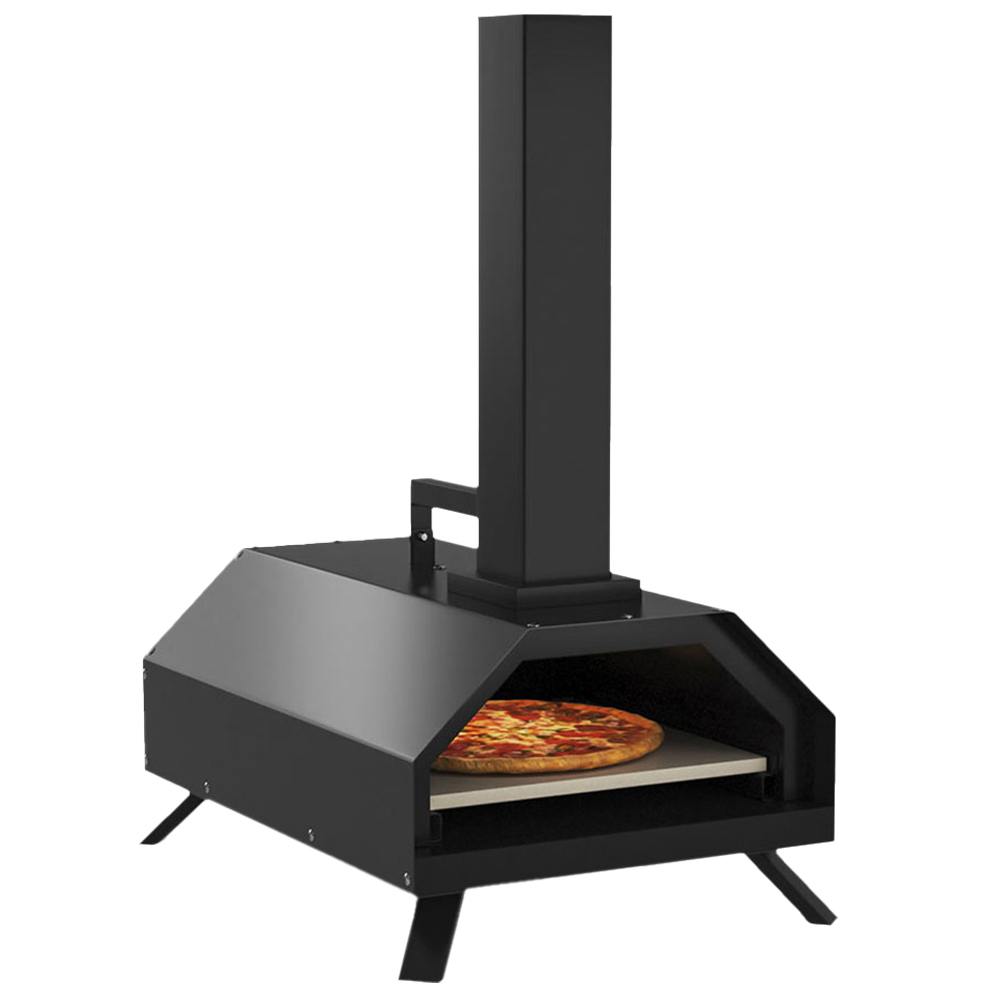 Living and Home CX0142 Black Pizza Oven with Pizza Stone Image 1
