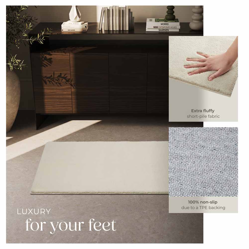 tectake Zonelle Beige Short Pile Ultra Soft Rug 150 x 80cm Image 4