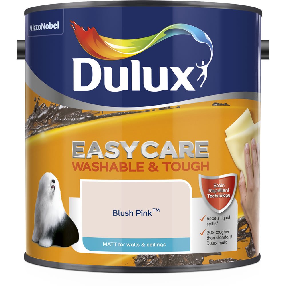 Dulux Easycare Washable & Tough Blush Pink Matt Emulsion Paint 2.5L Image 2