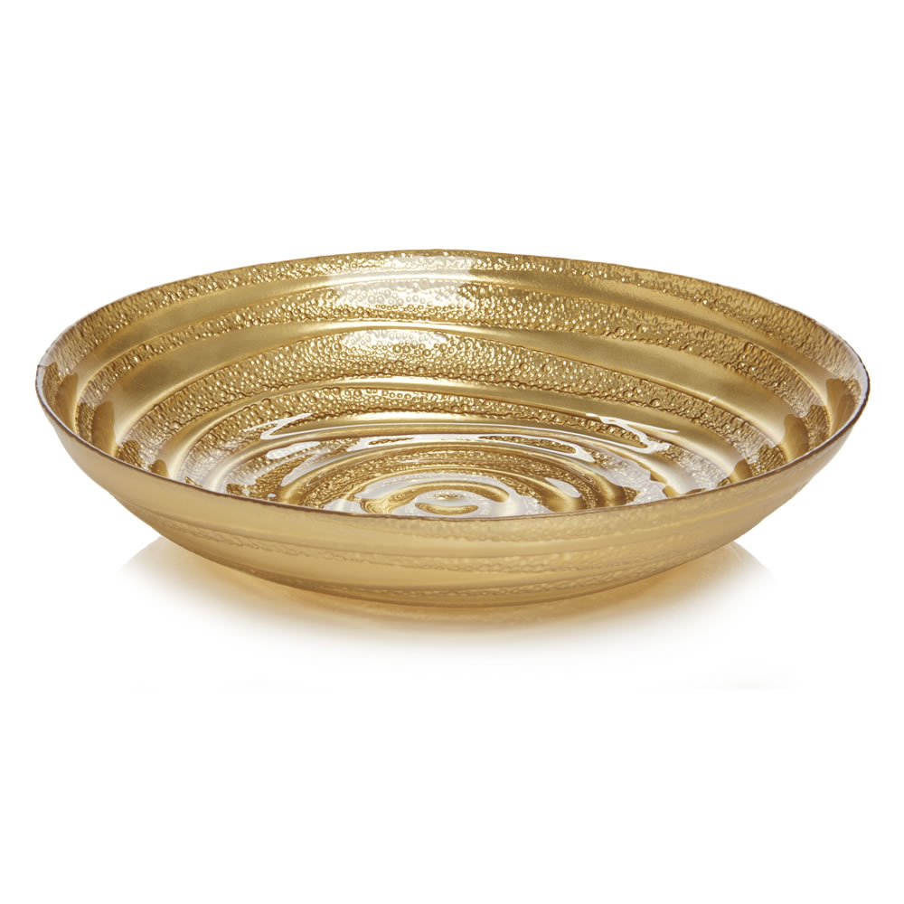 Wilko Gold Swirl Glass Bowl Image