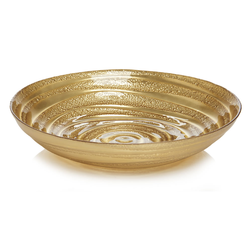 Wilko Swirl Glass Bowl Gold Wilko