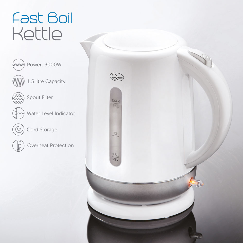 Benross White and Silver Fast Boil 1.5L Kettle Image 6
