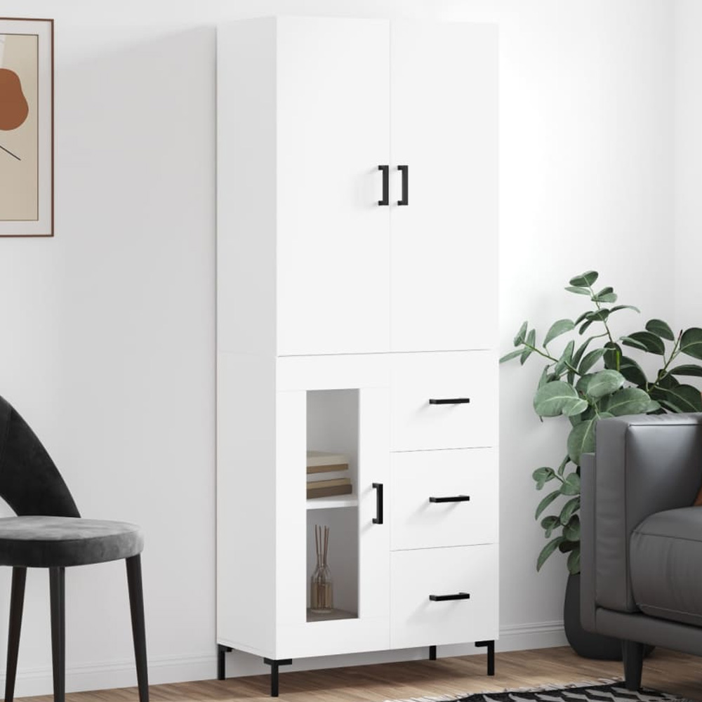 vidaXL 3 Door 3 Drawer White Highboard Image 1