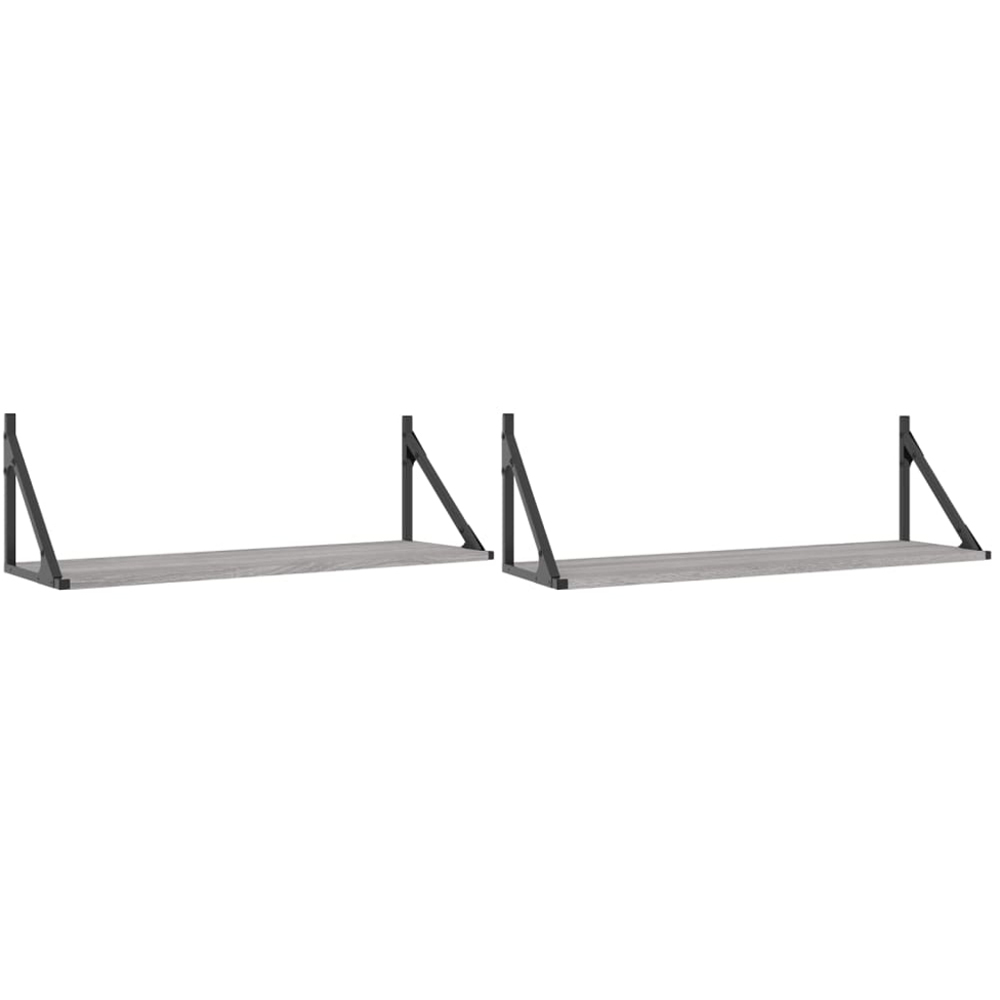 vidaXL 80 x 25 x 25.5cm Grey Sonoma Oak Floating Wall Shelf 2 Pack Image 2