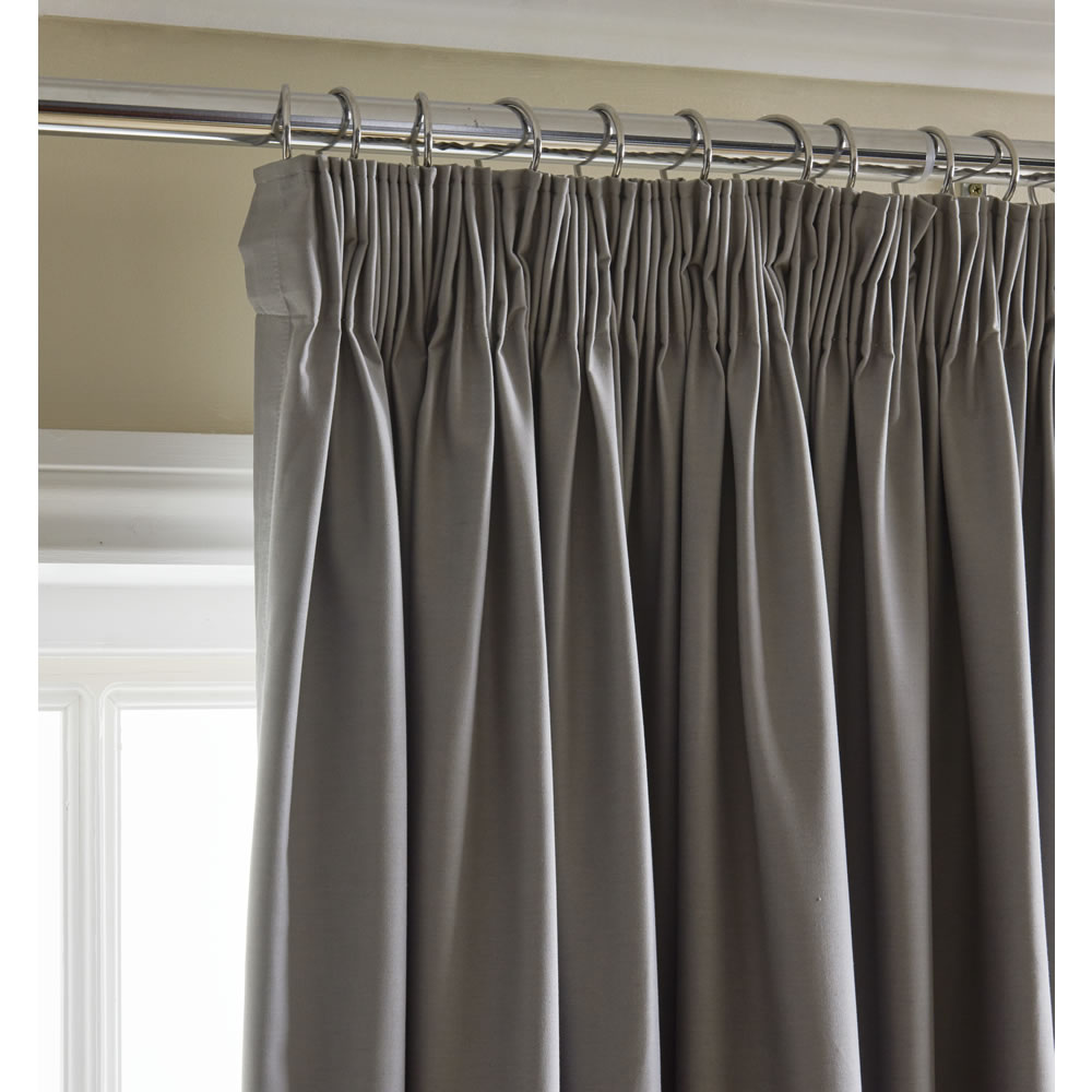 Wilko Silver Thermal Blackout Pencil Pleat Curtains 167 W X 183cm