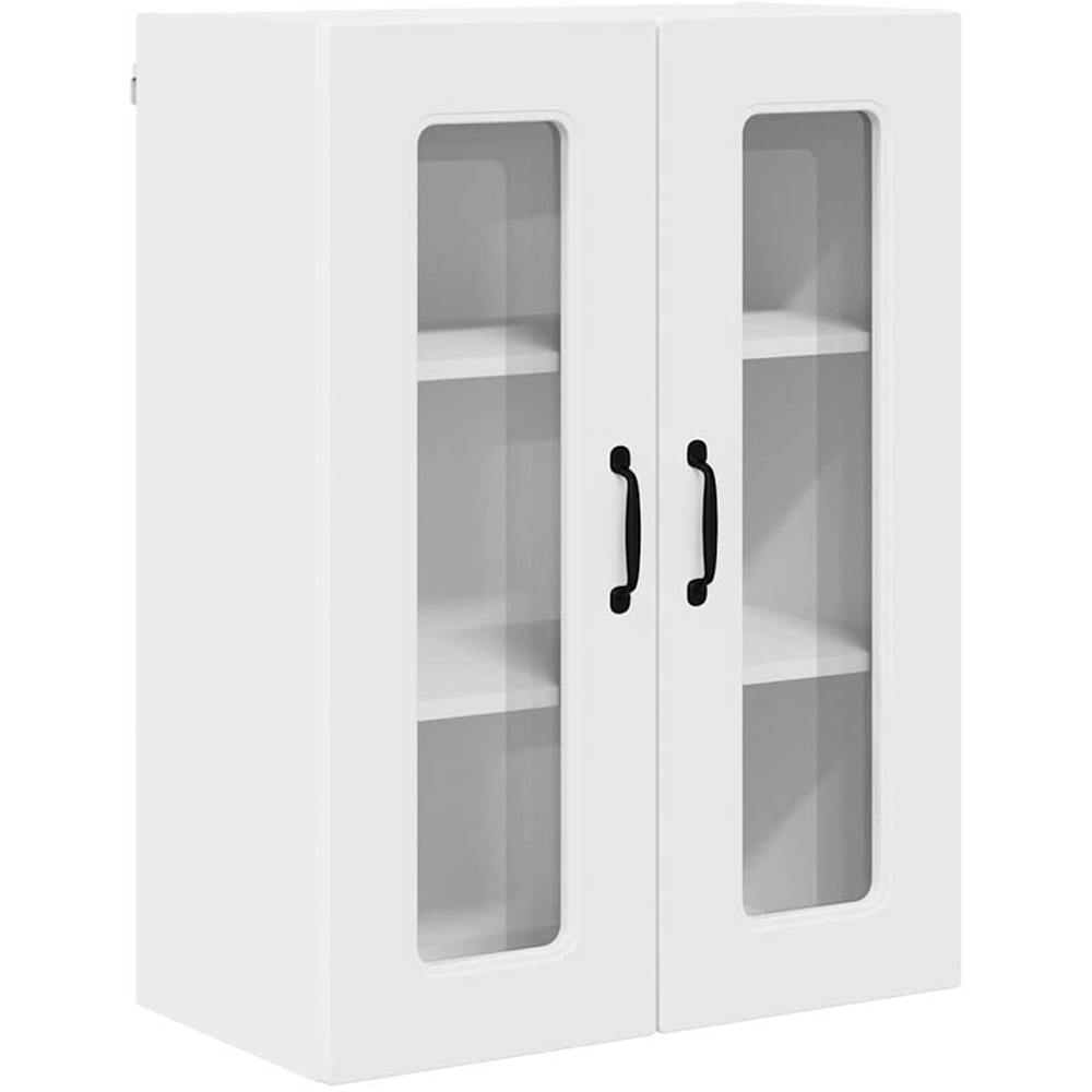 vidaXL 2 Glass Door White Kitchen Wall Cabinet Image 2
