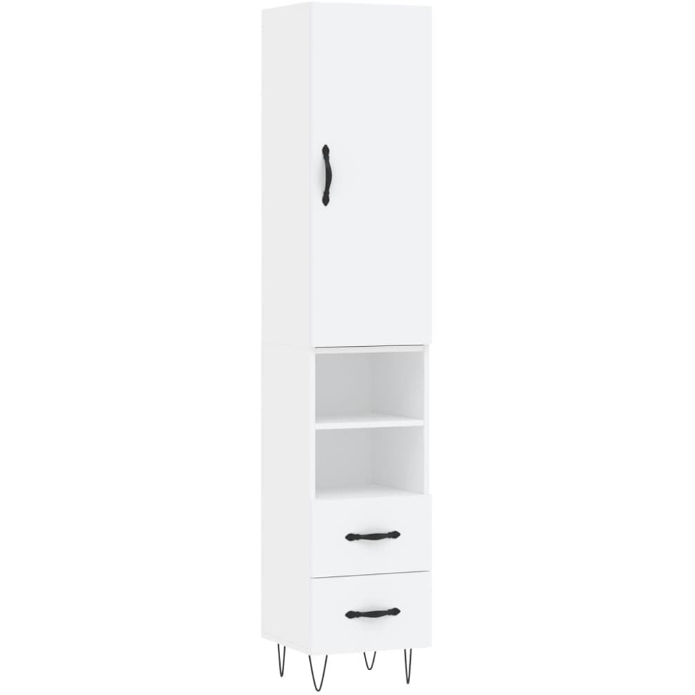 vidaXL Single Door 2 Drawer 2 Shelf White Highboard Image 2