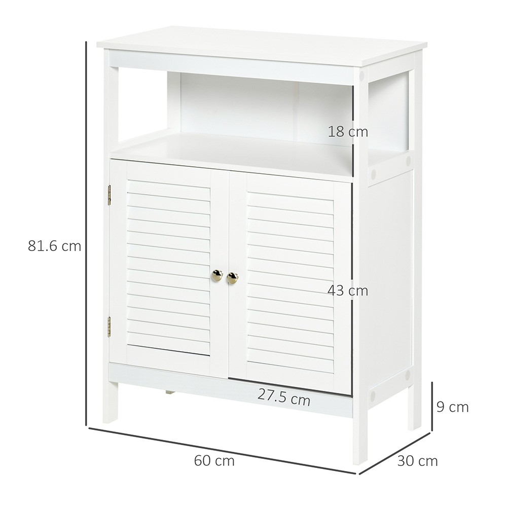 Kleankin White 2 Door 3 Shelf Floor Cabinet Image 3