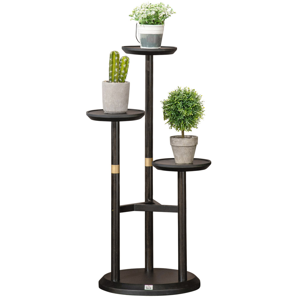 Outsunny 3 Tiered Dark Walnut Plant Stand Image 1