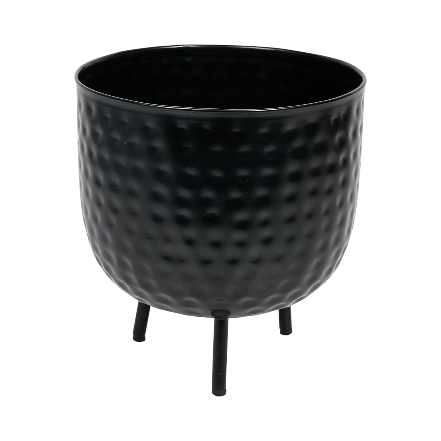 Hammered Round Planter Black Image 2