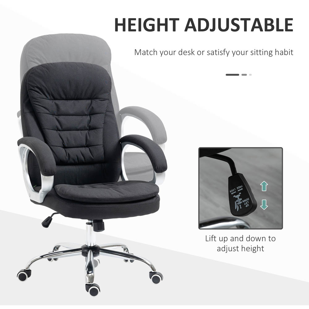 Portland Black Linen Swivel Office Chair Image 3