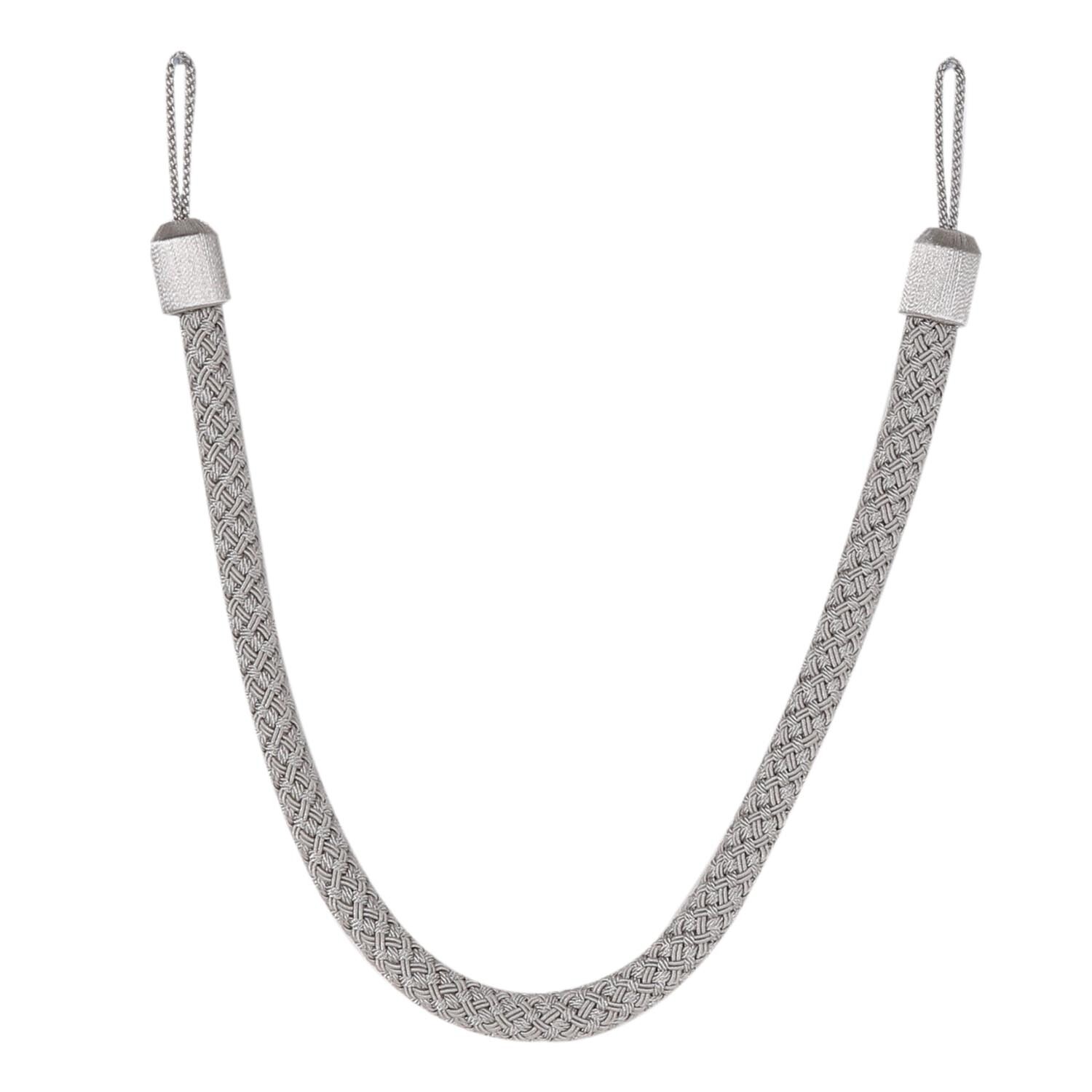 Silver Braided Rope Curtain Tie Back 70cm Image
