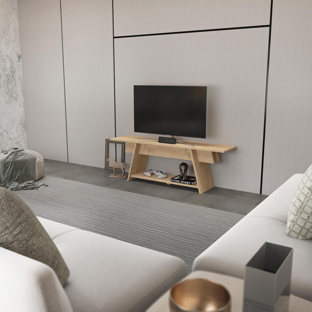 Decorotika Lanca Single Shelf Oak TV Unit Image 4