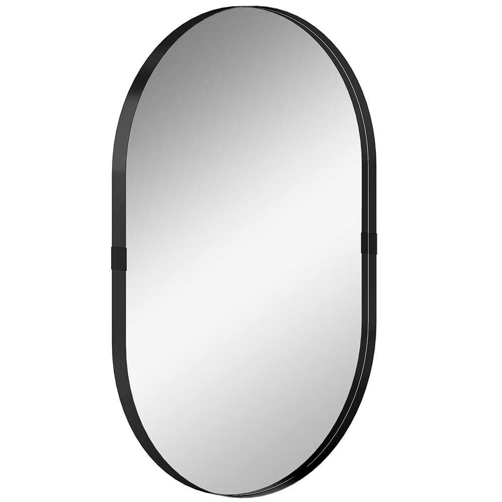 HOMCOM Black Wall Mirror with Elevated Aluminium Alloy Frame 60 x 90cm Image 1