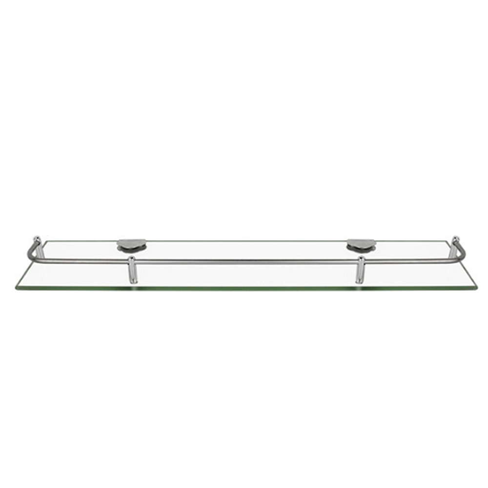 Living And Home WH0715 Silver Tempered Glass & Aluminium Wall Mounted Bathroom Shelf 60cm Image 1
