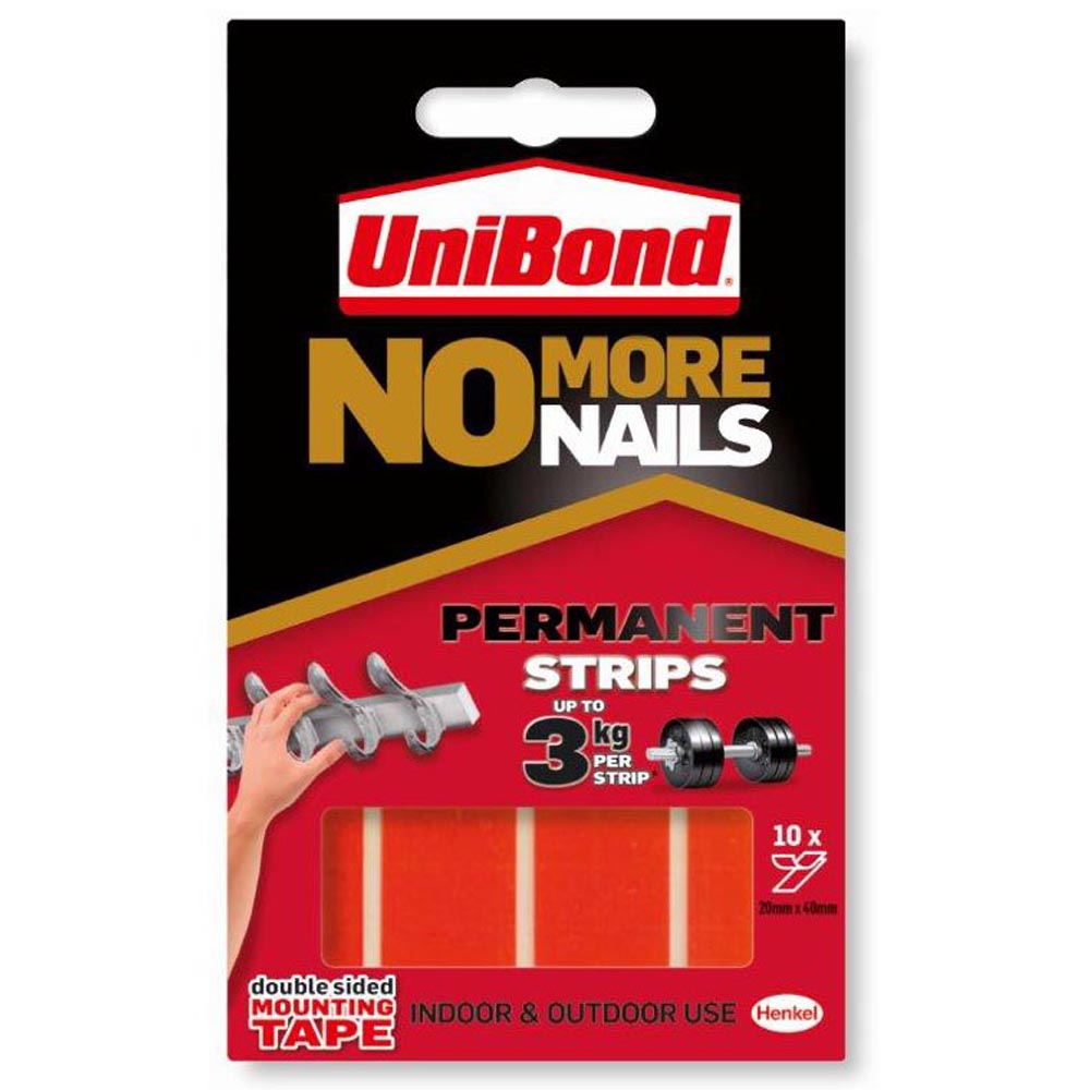 UniBond No More Nails Indoor and Outdoor Permanent Mounting Tape Strips Image 1