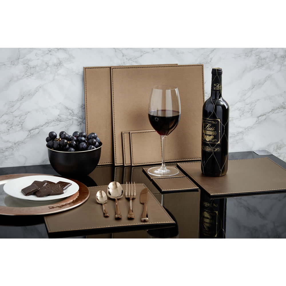 Wilko 8 pack Copper and Black Coasters and Placemats Image 2