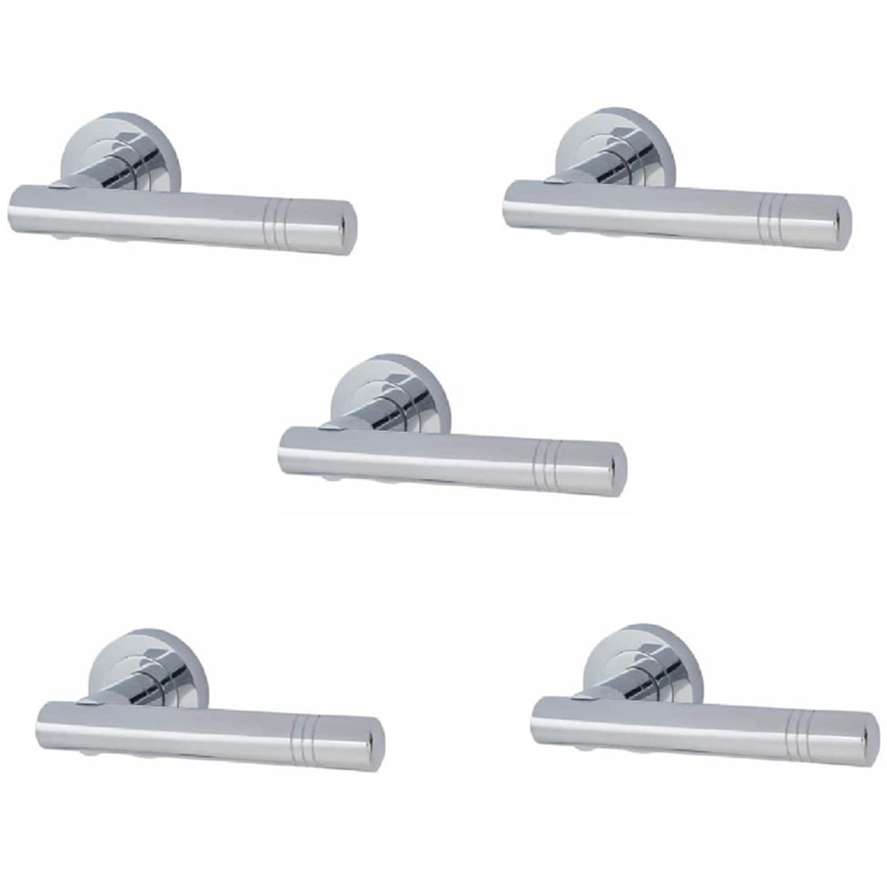 Golden Grace Polished Chrome Cossiama T-Bar Door Handle Set 5 Pack Image 1