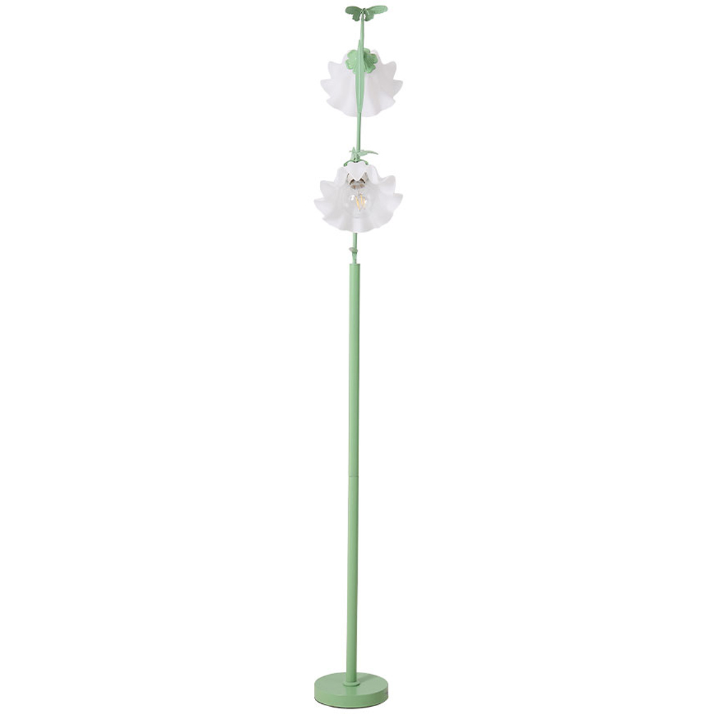 Living and Home 2 Light Green and White Floral Floor Lamp with Foot Switch Image 3