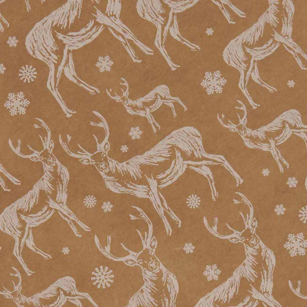 Wilko Christmas Roll Wrapping Paper Kraft Stag 4m Image 3