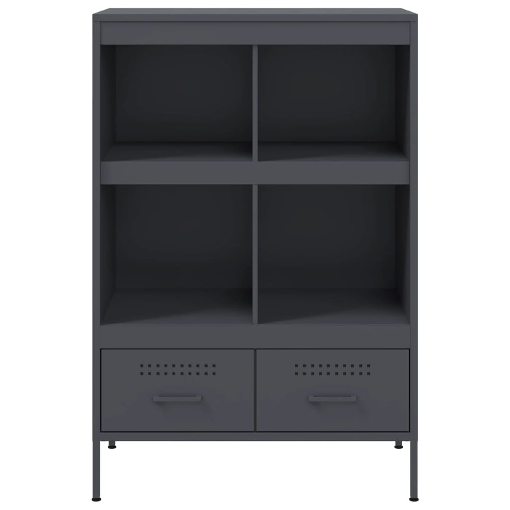 vidaXL 2 Drawer 4 Shelf Anthracite Cold-Rolled Steel Highboard Image 6