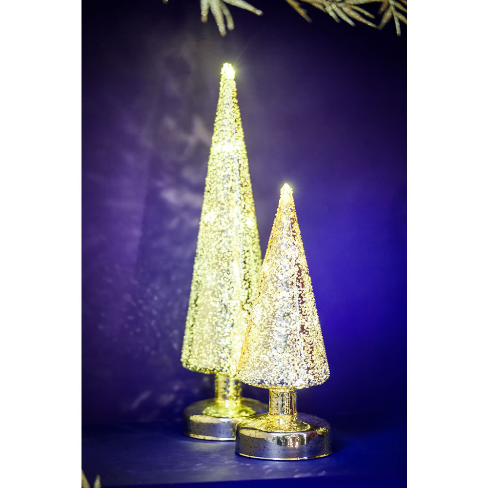 Wilko Small Luxe Sparkle Gold LED Christmas Tree Ornament Image 2