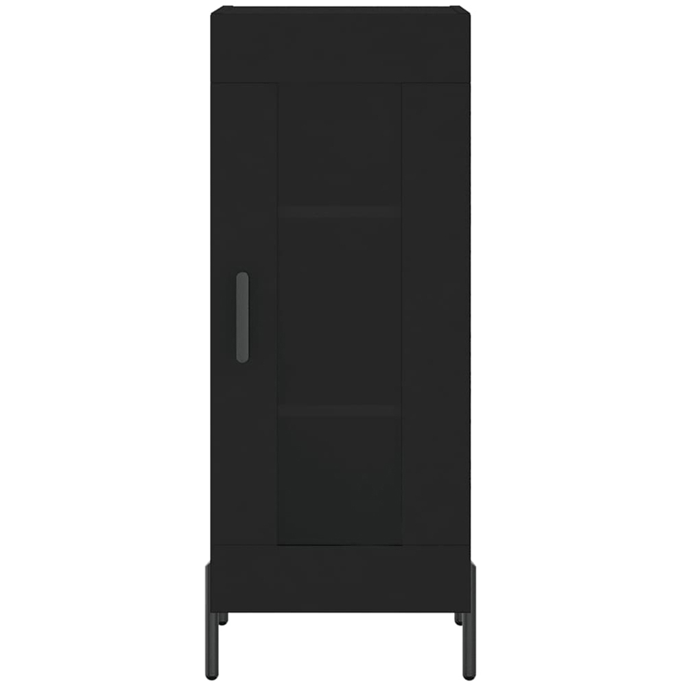 vidaXL Single Glass Door 3 Shelf Black Wooden Sideboard Image 5