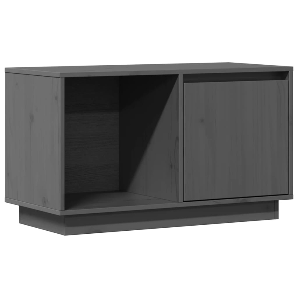 vidaXL Single Door Single Shelf Grey Solid Pine Wood TV Cabinet Image 2