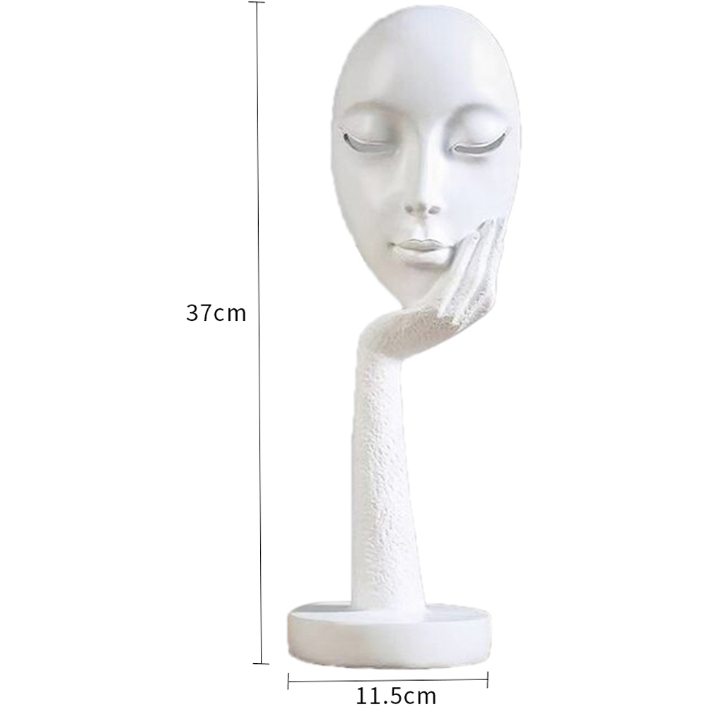 Living and Home Abstract White Resin Woman Face Statue 37cm Image 4