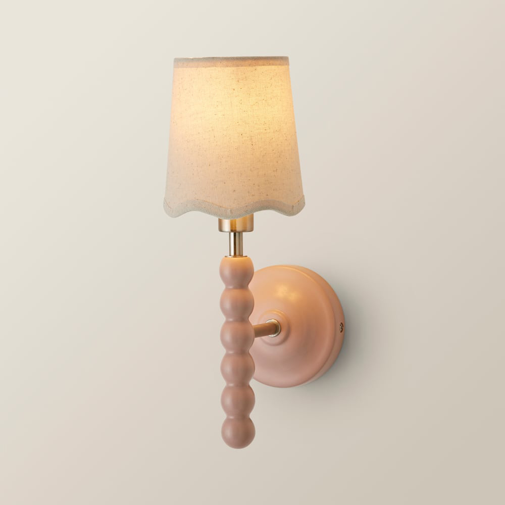 ValueLights Scallop Shade Rose Pink Bobbin LED Wall Light with Bulb Image 4