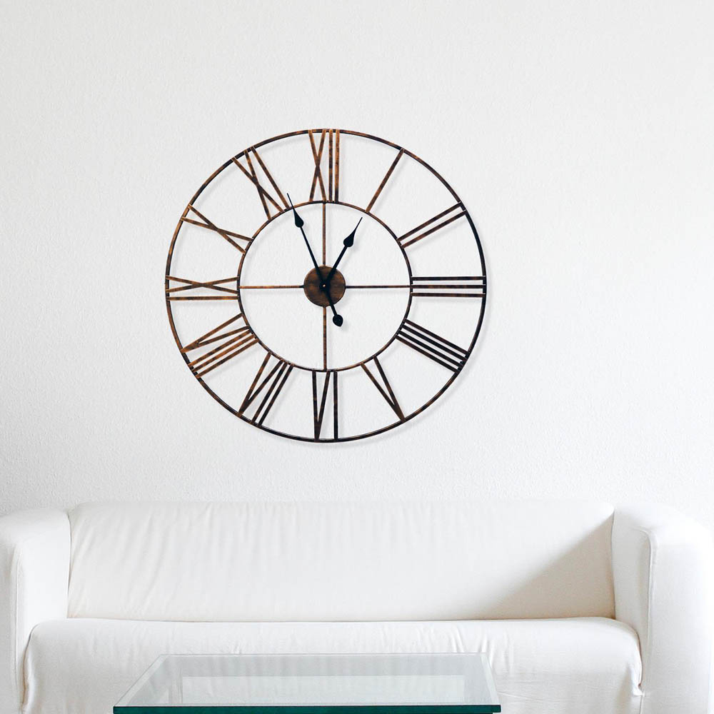 Walplus Classic Rustic Copper Vintage Roman Numeral Round Wall Clock 73cm Image 3