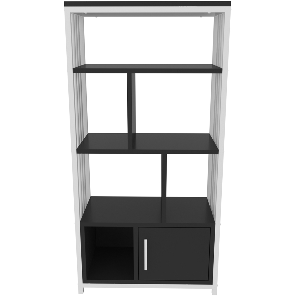 Decorotika Valero Single Door 7 Shelf White and Anthracite Bookcase Image 3