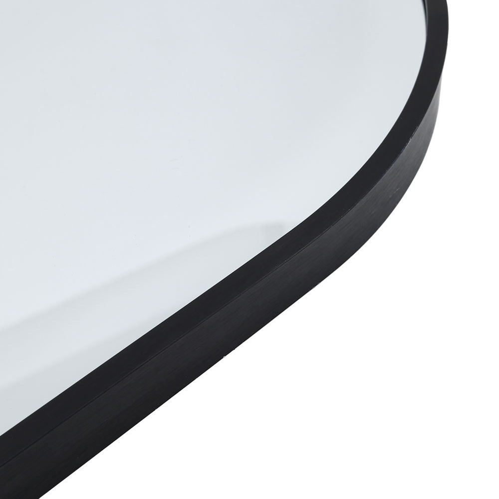 H&O Direct Black Aluminium Alloy Frame Arched Wall Mirror 70cm Image 3