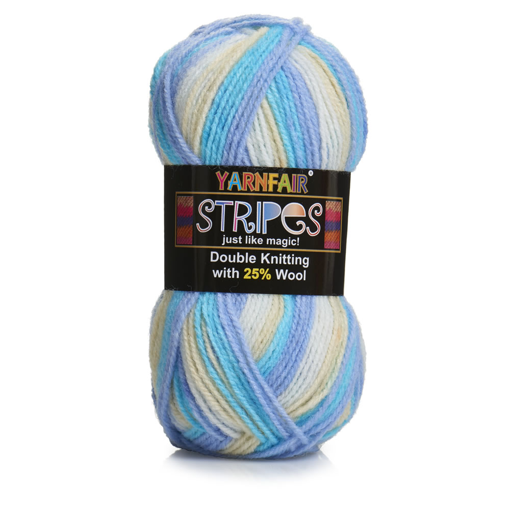 Yarnfair Stripes DK  Acrylic and Wool Yarn Blue/Cream50g Image